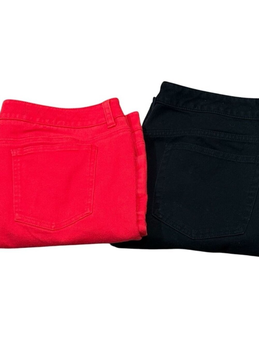 Bundle of 2 Womens sz 16 Black Red Denim Jeans Pants Straight Leg Chaps Jones NY